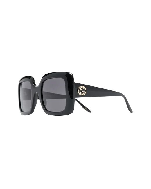 Gucci Black Interlocking G Square-Frame Sunglasses