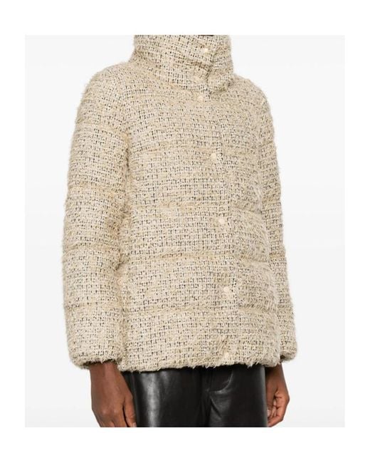 Moncler Natural Cochelle Tweed Short Down Jacket