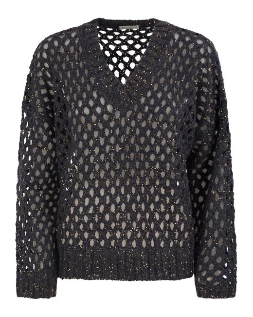 Brunello Cucinelli Black Cut-Out Knitted Jumper