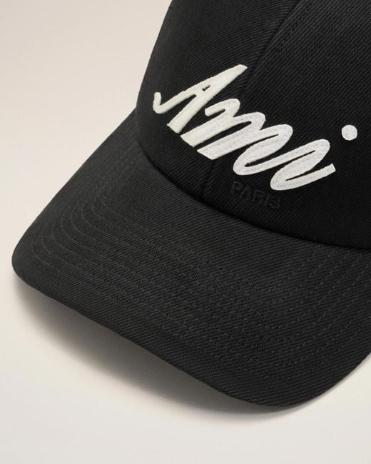 AMI Black Ami Logo Baseball Hat for men