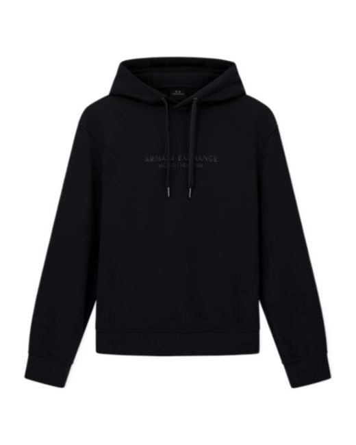 ARMANI EXCHANGE Blue Long-Sleeve Logo-Detail Hoodie for men
