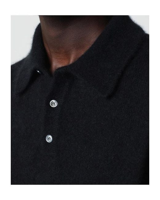 Roberto Collina Black Cashmere Polo Jumper for men