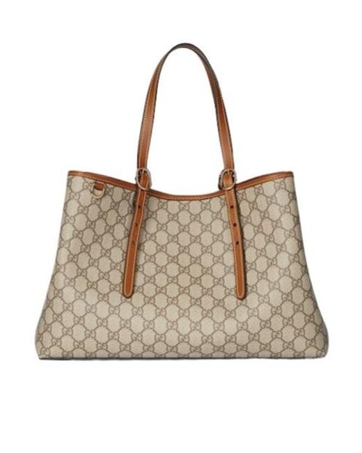 Gucci Natural Gg Emblem Large Tote Bag