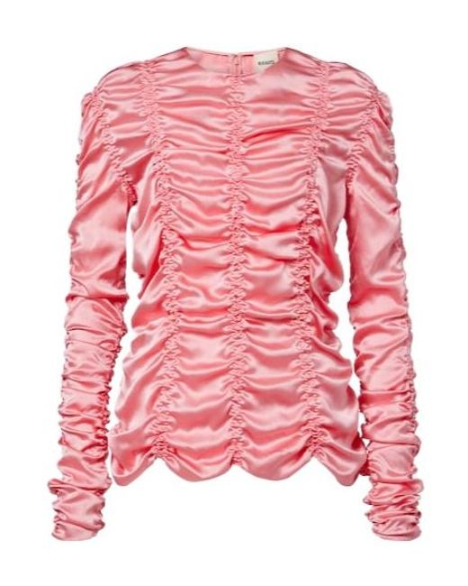 Khaite Pink Rory Ruched Silk Charmeuse Top