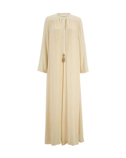 Zimmermann Natural Lyrical Tubular Tie Fastened Velvet Dress