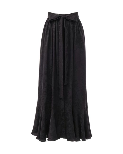 Chloé Black Chloé Rose Jacquard Gathered Midi Skirt