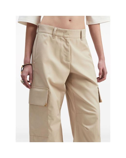 Palm Angels Natural Carrot-Cut Mid-Rise Trousers