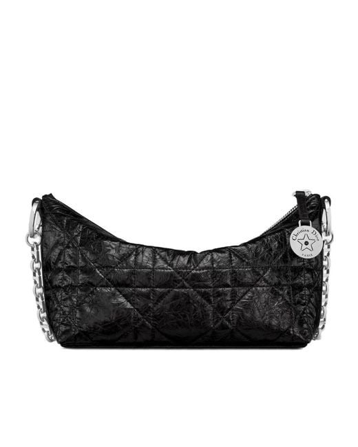 Dior Black Star Hobo Bag With Chain