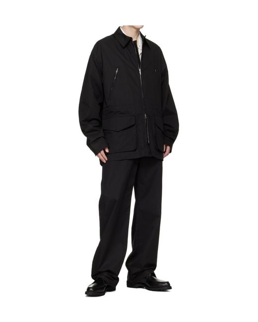 Rier Black Casual Pants With Belt Loops for men
