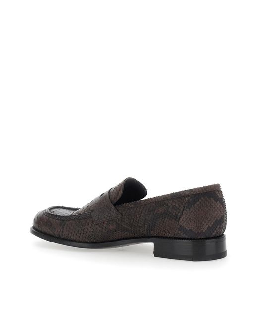 Lidfort Black Roccia Textured Penny Loafers for men