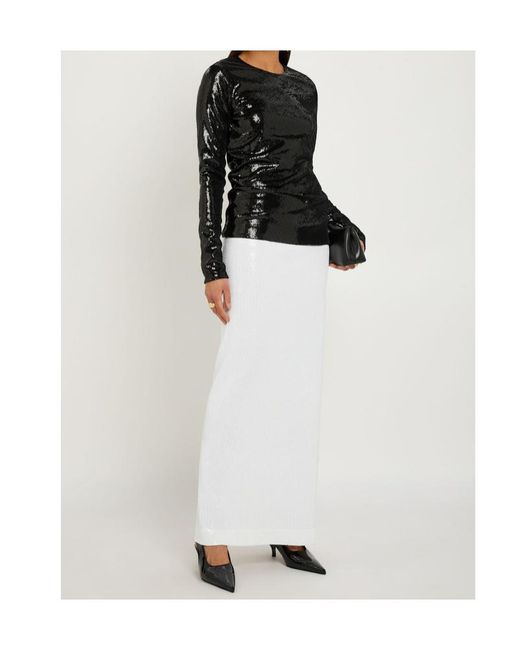 Totême Black Round-Neck Sequin Top