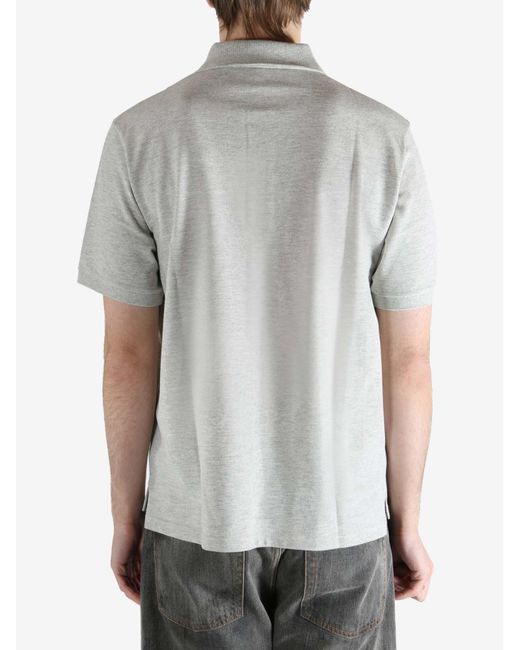 Saint Laurent Gray Cassandre Embroidered Short-Sleeved Polo Shirt for men