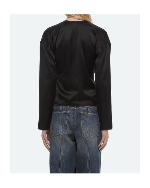 Helmut Lang Black Draped Silk Satin Scarf Top