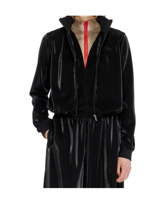 DIESEL Blue Shiny Piquet Effect Zipped Sweatshirt
