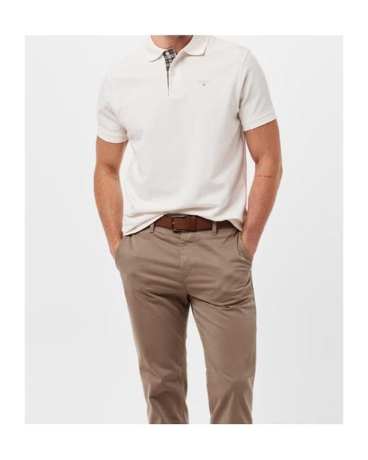 Barbour White Sports Polo Mix Shirt for men