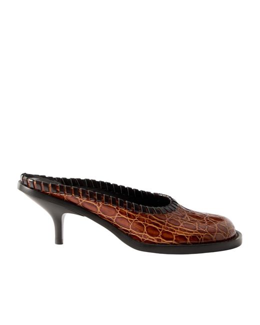 Dries Van Noten Brown Croc-Effect Leather Mules