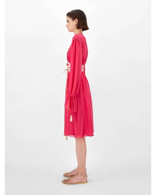 Max Mara Pink V-Neck Long-Sleeved Dress