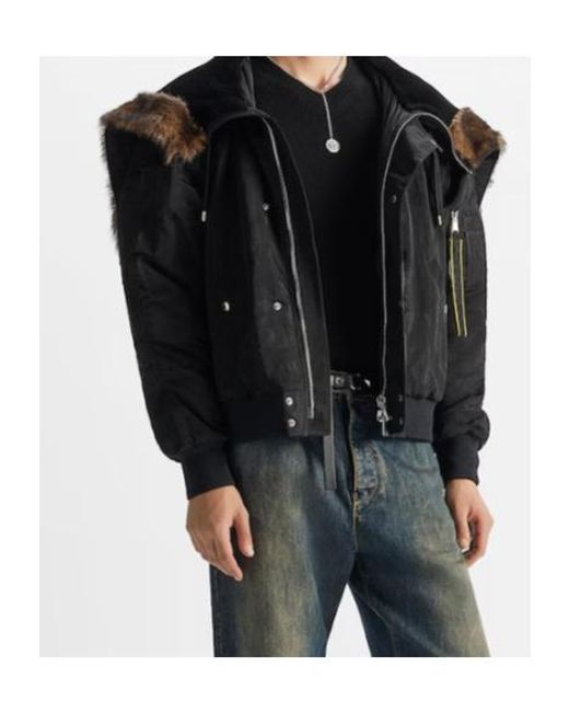 Fendi Black Patchwork Nylon Bomber Jacket for men