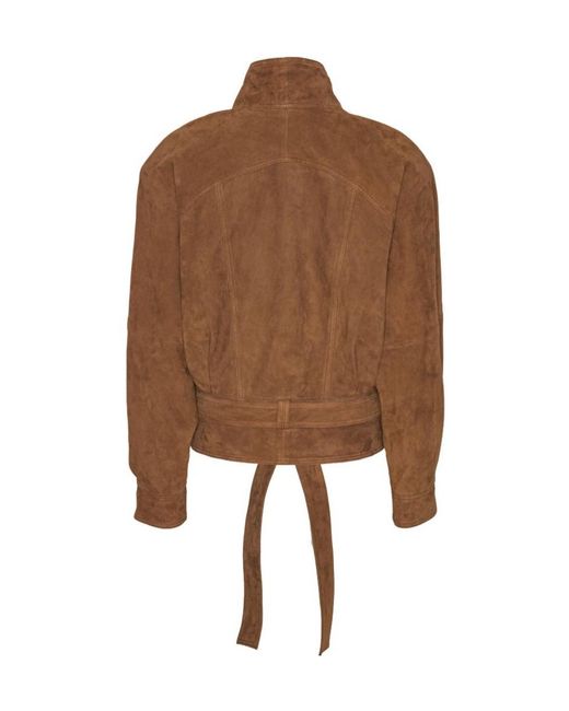 ROTATE BIRGER CHRISTENSEN Brown Biker Leather Jacket