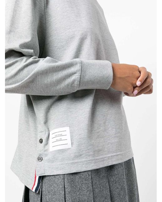 Thom Browne Gray Engineered 4-Bar Long Sleeve T-Shirt
