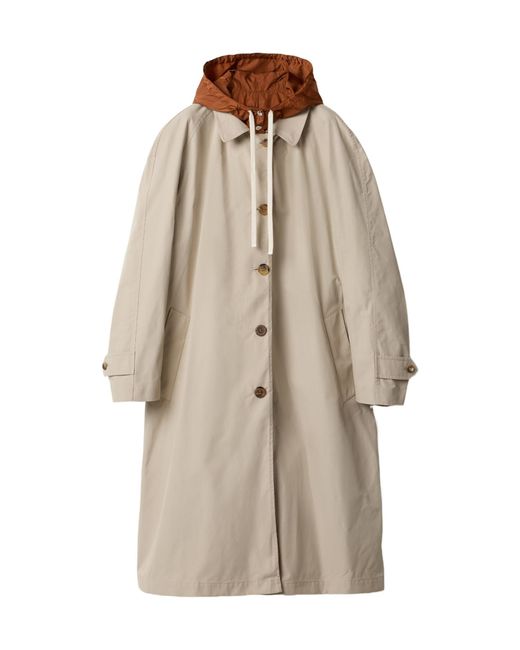 Miu Miu Natural Reversible Single-Breasted Panama Cotton And Technical Pongé Coat