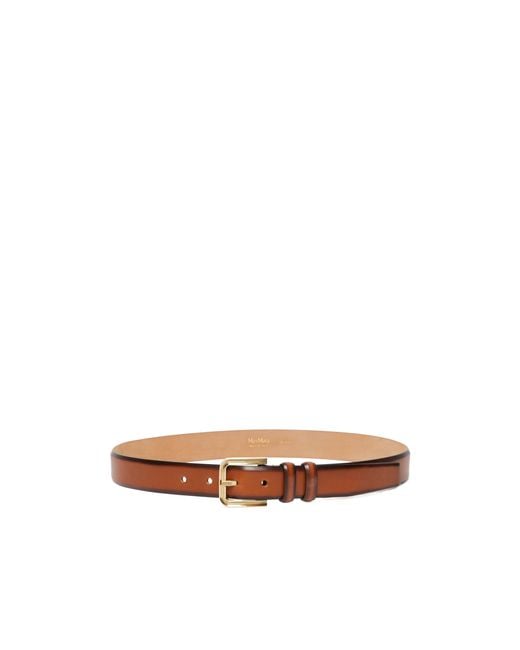 Max Mara White Leather Buckle Belt
