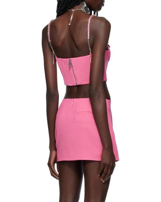Area Red Butterfly-Appliqué Wool Bustier Top