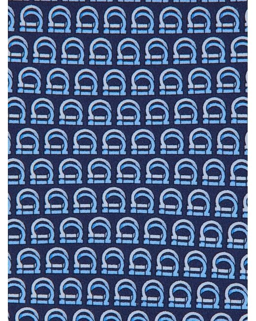 Ferragamo Blue Interwoven Gancini Print Tie for men