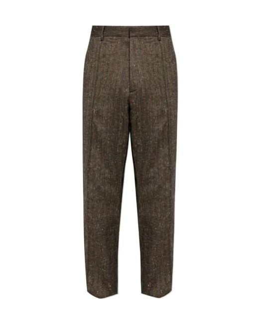 DSquared² Gray Herringbone Pattern Straight-Leg Trousers for men