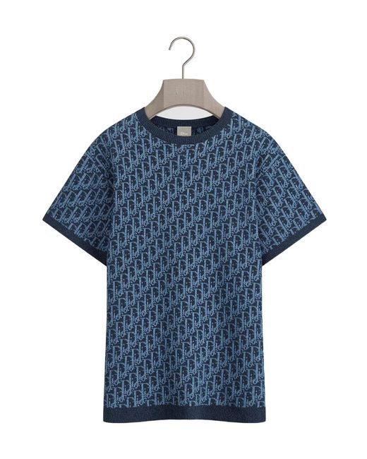Dior Blue Iviera Oblique T-Shirt, Regular Fit for men