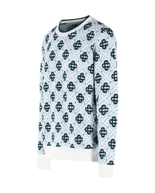 Casablanca Blue 'Monogram' Multi Wool Sweater for men