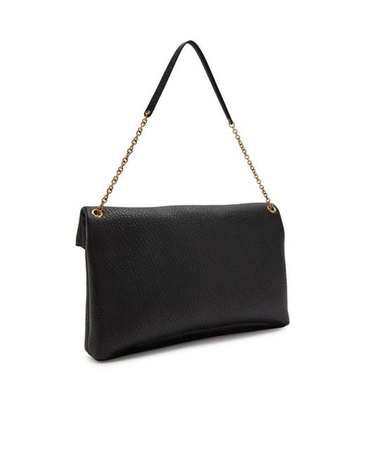 Saint Laurent Black Envelope Grained Leather Pouch