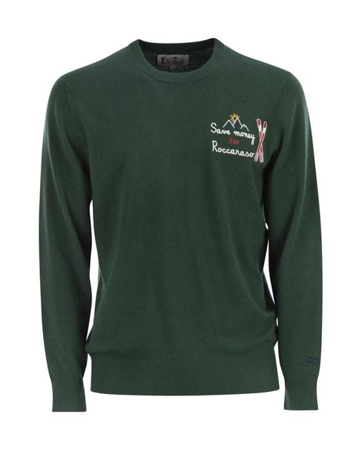 Mc2 Saint Barth Green Logo Embroidered Jumper for men