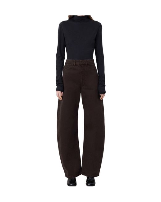 Lemaire Blue High-Neck Long-Sleeved Ribbed Top