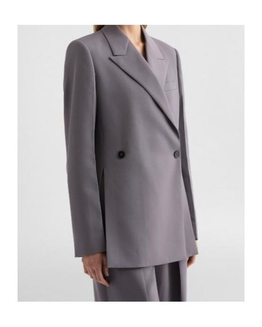 Jil Sander Gray Gabardine Double Breasted Blazer