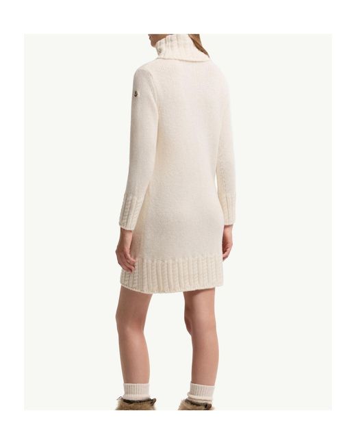 Moncler White Alpaca Blend Knit Turtleneck Dress