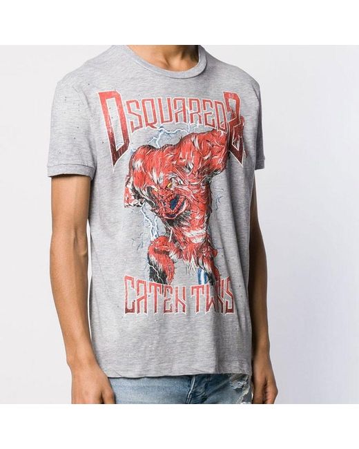 DSquared² White Pattern Printed T-Shirt for men