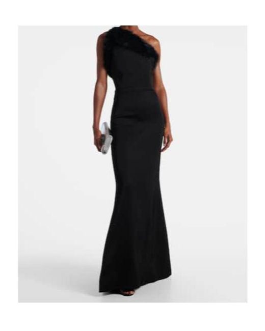 David Koma Black One-Shoulder Bustier Gown