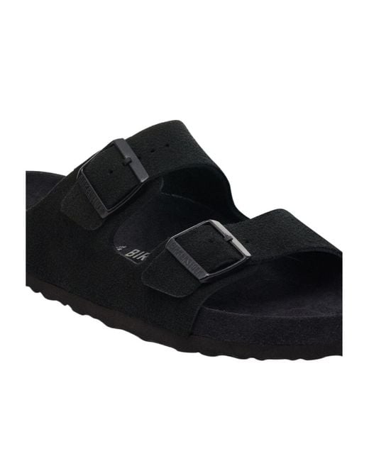 Birkenstock Black Slip On Buckled Slides for men