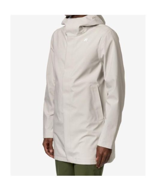 K-Way White Hooded Waterproof Hooded Jacket for men