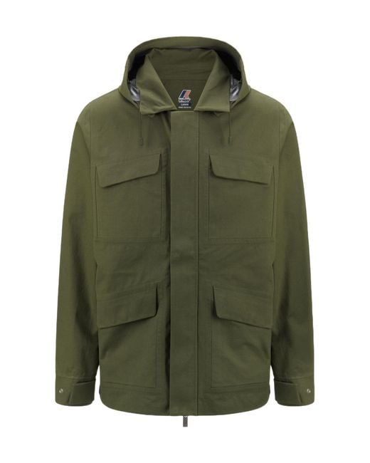 K-Way Green Erhal Hoodie Zip-Up Jacket for men