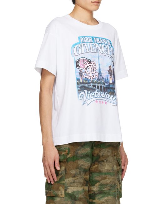Givenchy White Graphic Printed Crewneck T-Shirt for men