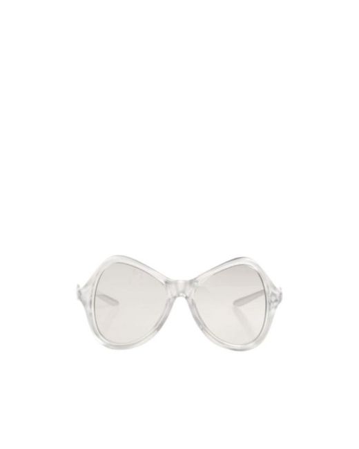 DIESEL White Geometric Frame Sunglasses