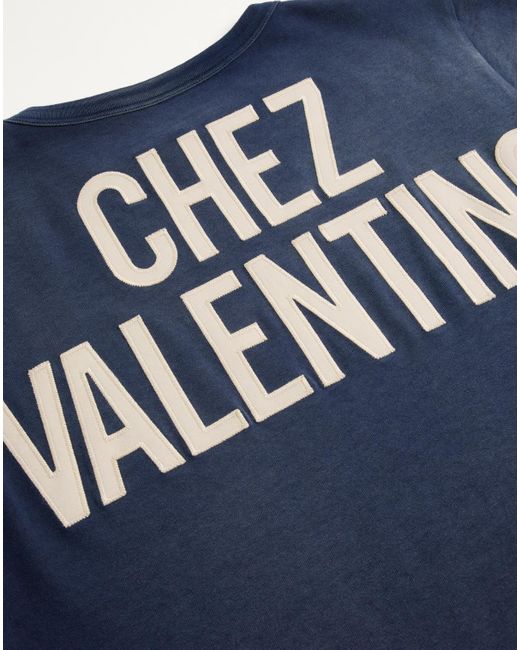 Valentino Blue Chez Patch Crewneck T-Shirt for men