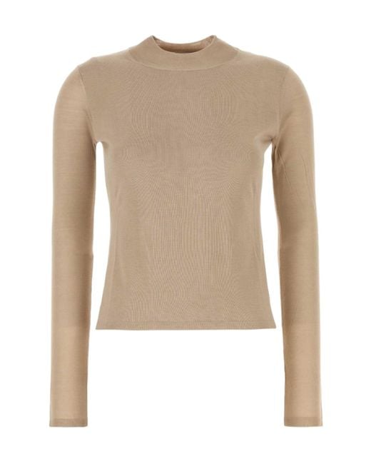 Max Mara Natural Mock-Neck Knitted Jumper