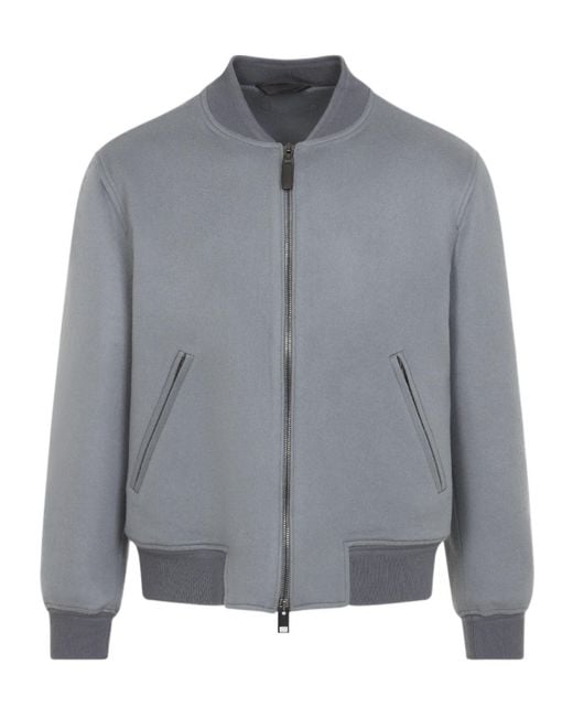 Brioni Gray Long-Sleeve Zip-Up Jacket for men
