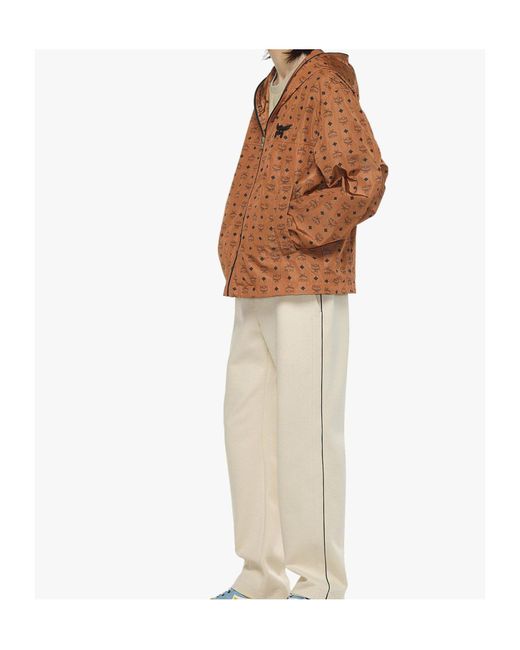 MCM Brown Monogram-Printed Zipped Hooded Jacket for men