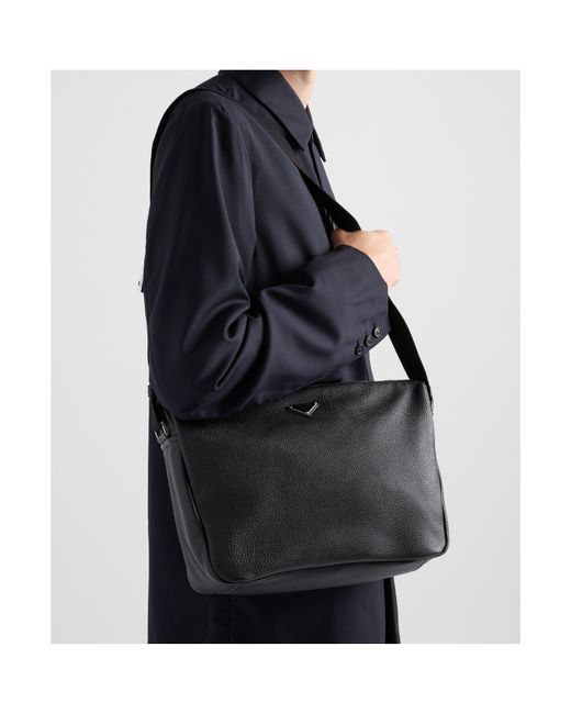 Prada Black Saffiano Leather Shoulder Bag for men