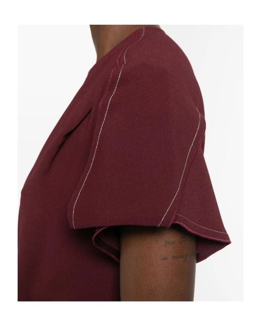 Victoria Beckham Red V-Neck Twist Detailed Midi Dress