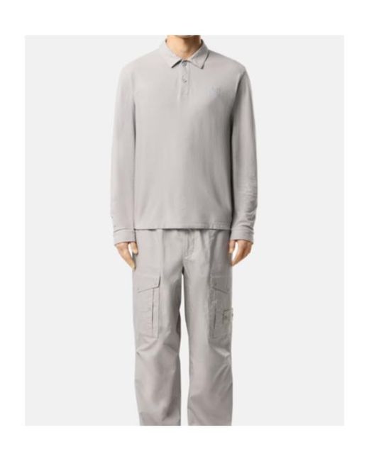 Stone Island White Slim-Fit Long-Sleeve Polo With Tonal Compass Patch for men